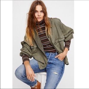 Free People | Slouchy Military Jacket Army Green Oversized